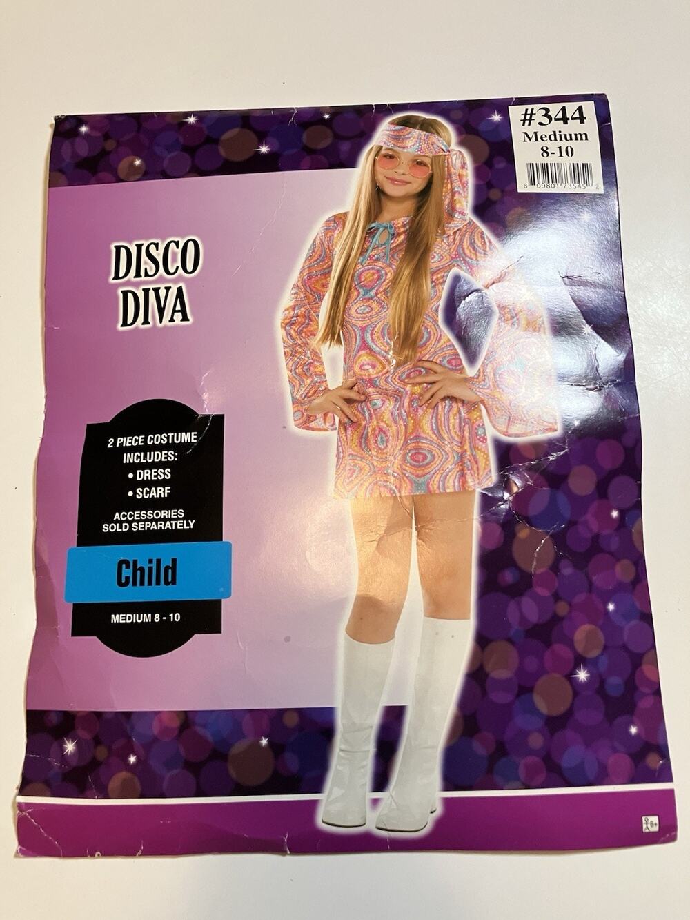 Disco Diva Halloween Costume Child Medium (8-10). Incomplete-Dress Only. EUC